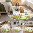 thumbnail image 5 of Spring Truck Flowers Round Area Rug 5Ft Washable Circle Rugs for Living Room Bedroom, Watercolor Floral Butterflies Yellow Non-Slip Carpet Floor Mats Indoor Outdoor Carpet Runner Aesthetic Home Decor, 5 of 8