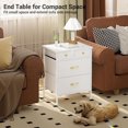 thumbnail image 2 of White Bedside Furniture, Small Dresser, Nightstand with 4 Fabric Drawers, Wood Top & Leather Finish, End Table for Bedroom, White, 2 of 6