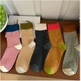 thumbnail image 2 of YooGuoGuo Women's 5 Pairs Striped Soft Crew Socks Casual Mid Calf Socks, 2 of 5