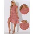 thumbnail image 2 of DARING DIVA Stylish Midi Smocked Floral Dress  S Red, 2 of 6