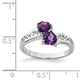 thumbnail image 2 of 925 Sterling Silver Polished Rhodium Amethyst Love Heart Ring Size 6 Measures 2mm Wide Jewelry Gifts for Women, 2 of 2