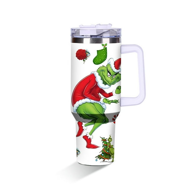 40OZ Vaso Térmico de Acero Inoxidable, Stanley The Grinch , Taza Termica Frio y Caliente para Cafe con Tapa y Popote, Termo Infusor de Vacío Doble para Hombre, Mujer, Regalo Con mango