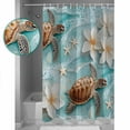 thumbnail image 3 of Small Stall Shower Curtain 36x78 Inch Narrow Half Size Ocean Turtle Bath Curtains Bathroom Decor Coastal Starfish Beach Wave Spring Flower Waterproof Fabric Shower Curtain Set with Hooks 36 Inch, 3 of 6