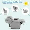 thumbnail image 6 of Costway PU Leather Kids Recliner with Armrest & Headrest Lounge Grey, 6 of 12