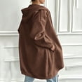 thumbnail image 5 of Plus Size Women's Oversized Loose Fit Zip Up Hooded Hoodie Coat Mid Length Jacket with Pockets Comfy Soft Cozy Casual Daily Wear Outerwear | CSEONE,Coffee 2XL, 5 of 9
