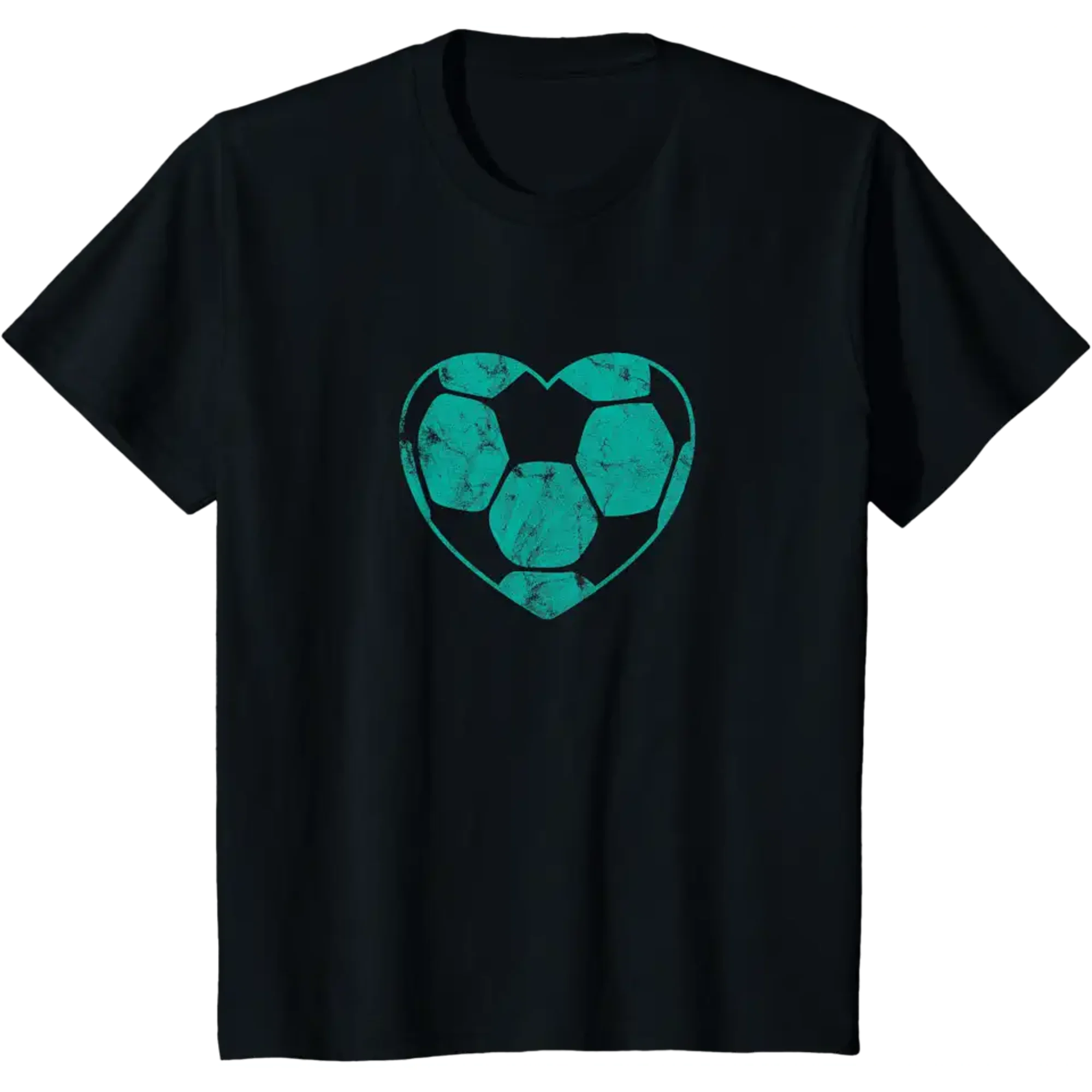 Soccer Ball Teal Heart Mom Fan Parent Vintage T-Shirt