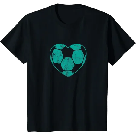 Soccer Ball Teal Heart Mom Fan Parent Vintage T-Shirt