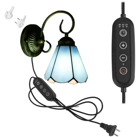 

FSLiving Tiffany Wall Sconce Plug In Wall Lamp with Dimmer and Timer Switch for Reading Bedroom Nightstand Mirror Corrider Bulb Not Included - 1 Light