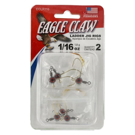 Eagle Claw Ladder Jig Rig - 3 Ladder Jigs per rig - 2 pack - 1/16 oz - Unpainted