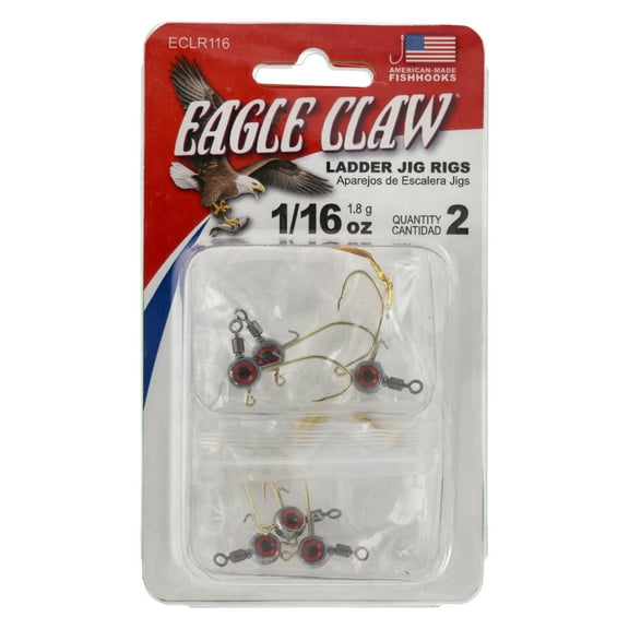 Eagle Claw Ladder Jig Rig - 3 Ladder Jigs per rig - 2 pack - 1/16 oz - Unpainted