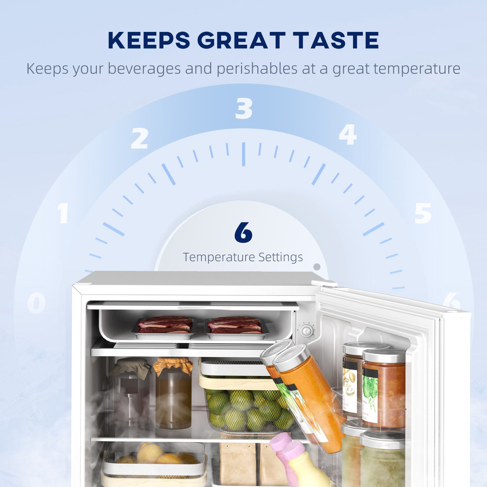 4.5 Cu.Ft Compact Freezer with Reversible Door, Portable Mini Fridge for Dorm Room, Adjustable Temperature -15.8°F to 32°F, White