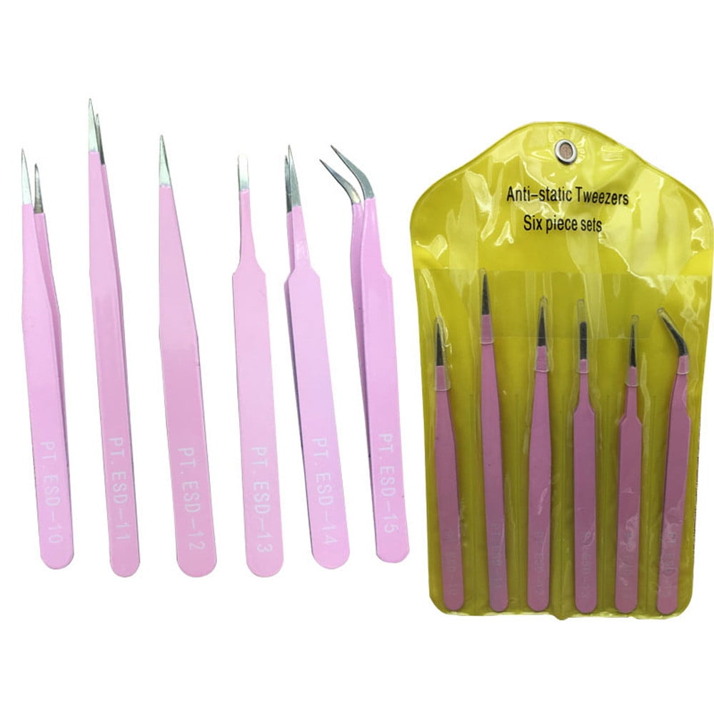 〖Hellobye〗6pcs BGA Precision Tweezer Set Stainless Steel Eyebrow Tweezers Eyelash Curler