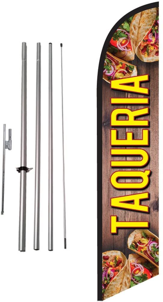 Hot Dogs Advertising Feather Banner Swooper Flag Sign with 15 Foot Flag Pole Kit and Ground Stake 