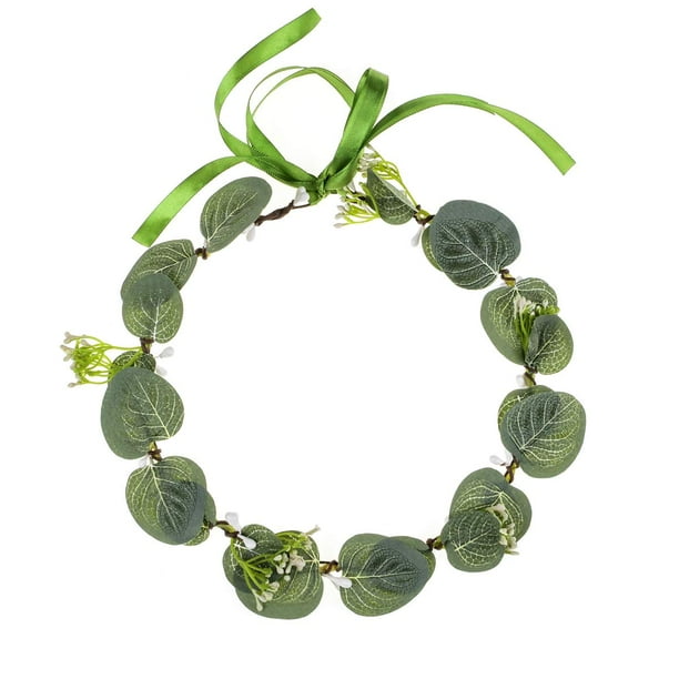 Greenery Flower Crown Eucalyptus Leaf Headband Rose Bridal Headpiece