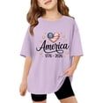 thumbnail image 4 of 250 Anniversary Usa Shirt Summer Tops Graphic Tees for Girls and Boys Stylish Printed Short Sleeve Round Neck Comfortable Casual Daily Everyday Wear Purple, 4 of 4
