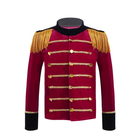 iiniim Kids Girls Boys Halloween Circus Ringmaster Costumes Long Sleeves Blazer Tassel Marching Band Drum Major Jacket Coat Red 6