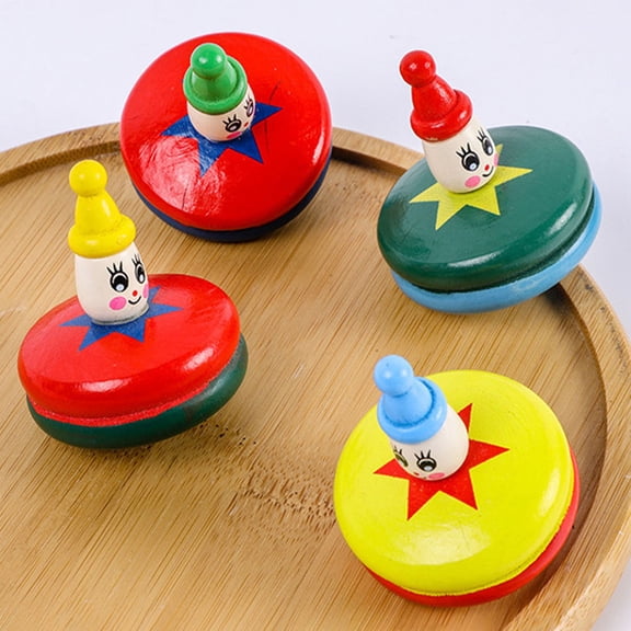 LEORX 4pcs Wood Gyroscopes Manual for Kids Hand Eye Coordination Improvement at Holidays