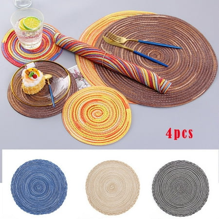

Placemats for Dining Table Set of 4 Braided Round Heat-Resistant Cotton Table Mats for Indoor or