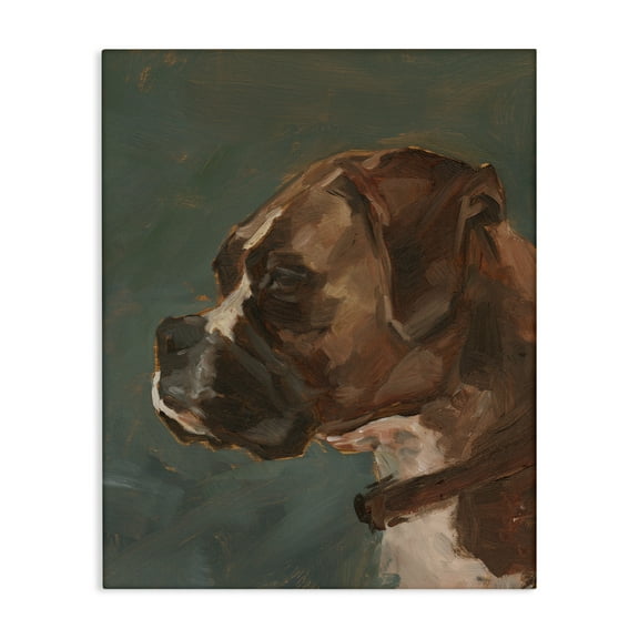 Stupell Industries Bulldog Gazing Portrait Animals & Insects Painting Gallery Wrapped Canvas Art Print Wall Art, 16 x 20