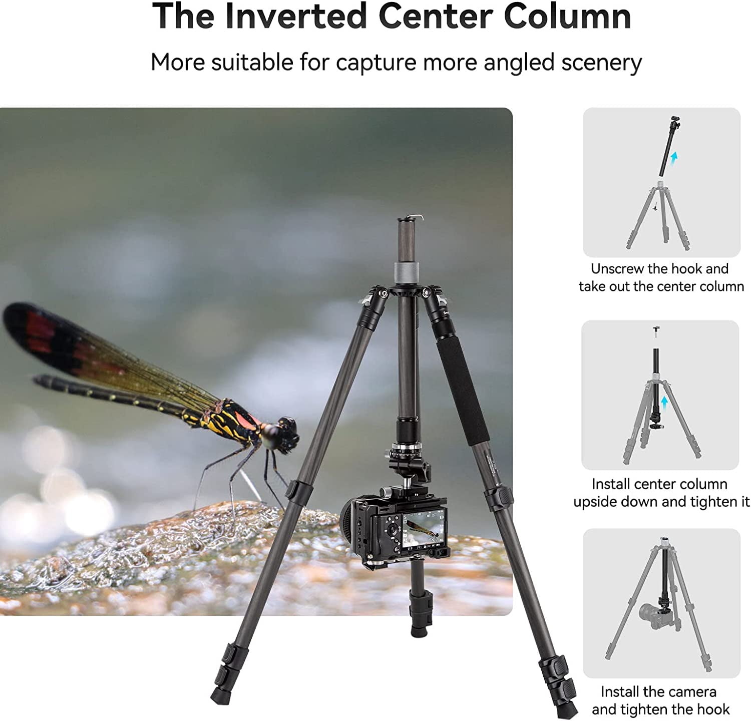 SmallRig 62.2" Carbon Fiber Tripod with Center Column, Travel Lightweight Tripods & Detachable Monopod, 360° Ball Head, Quick Release Plate, Load up to 26.5 lbs/12 kg-4059