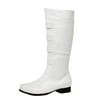 Mens White Knee High Boots Costume Shoes Round Toe 1 Inch Heel MENS SIZING