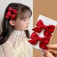 thumbnail image 2 of Hair Bow Clips, Ribbon Hair Clips, Christmas Bow Hair Accessories for Women Girls, Satin Silk Fabric, Long Tassel Design, Sturdy Clip, Suitable for Braids Ponytails Pigtails, Gift Idea, 2 of 5