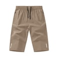 thumbnail image 5 of Jessboyy Mens Long Shorts Below the Knee Elastic Waist Workout Shorts with Zipper Pockets Summer Casual Straight Leg Hiking Capri Shorts Brown,XXL, 5 of 6