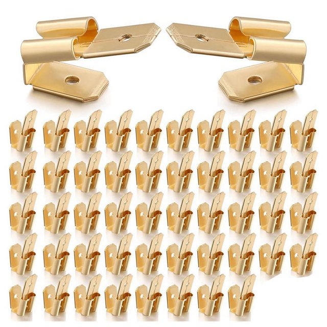50 conectores de pala Piggyback, adaptador de 3 vías, conectores de desconexión rápida de latón de macho doble a hembra simple