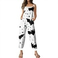thumbnail image 5 of WTOBBY Women's Jumpsuit with Halloween Retro Print, Casual Loose Design and Suspenders in Cotton and Linen, Perfect for Relaxed Wear and Seasonal Events,WhiteL, 5 of 7