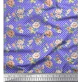 thumbnail image 1 of Soimoi Cotton Voile Fabric Dot,Leaves & Peony Floral Fabric Prints By Yard 56 Inch Wide, 1 of 3