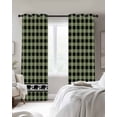 thumbnail image 3 of Sage Green Black Blackout Curtains 54 Inches Long for Bedroom, Farmhouse Vintage Bear Buffalo Plaid Thermal Insulated Room Darkening Black Out Window Curtain Panels Grommet Drapes for Living Room, 3 of 8