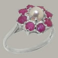 thumbnail image 2 of LBG British Made 14k White Gold Cultured Pearl & Ruby Womens Promise Ring - 33 size options - Size 6, 2 of 6
