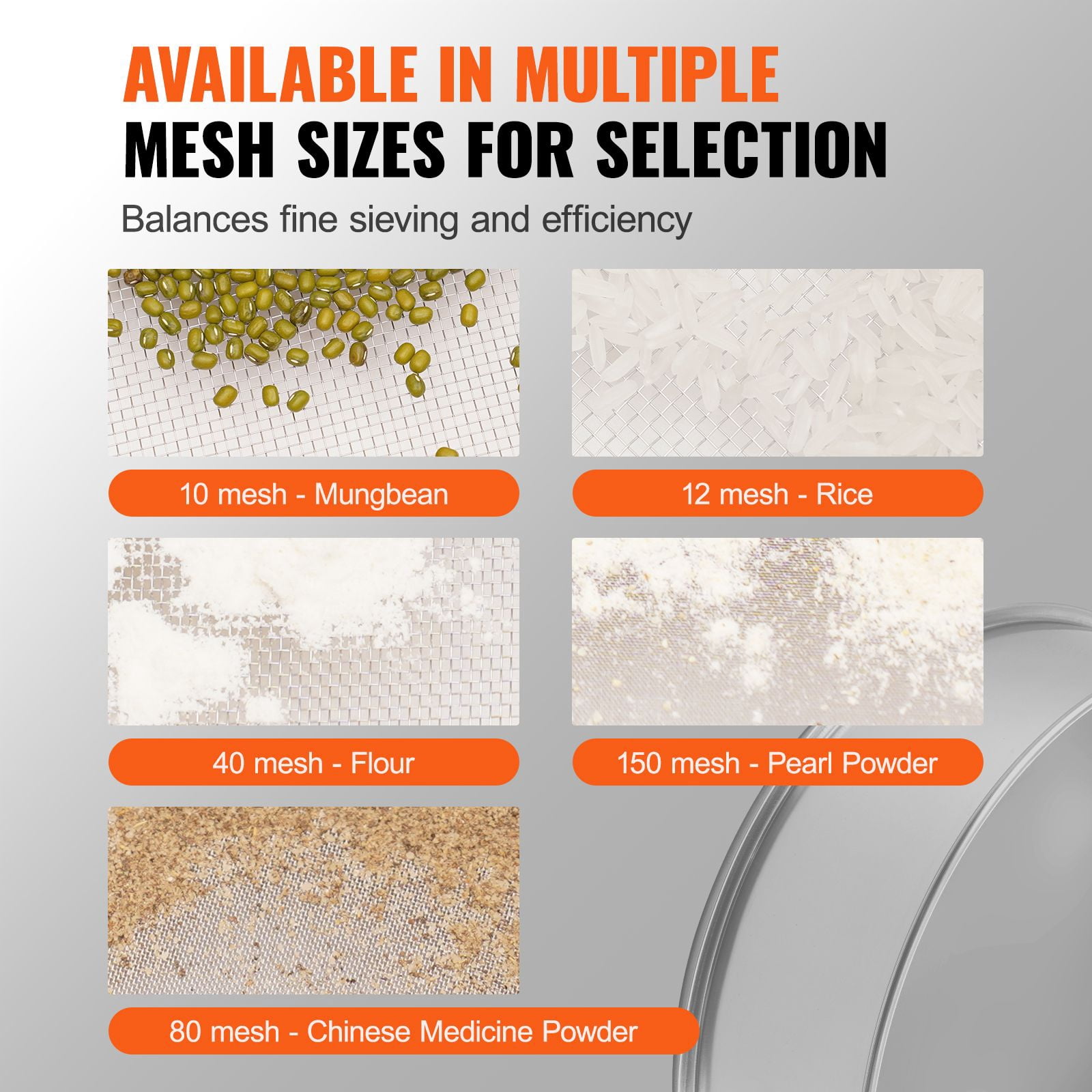 Stainless Steel Sieve Mesh 5-Pack, 304 Food-Grade with Mirror Polish, Available in 10/12/40/80/150 Mesh Sizes, Flour Sifter for Baking and Kitchen Use