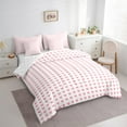 thumbnail image 3 of Manfei Cute Heart Print Bedding Comforter Set 7pcs for Girls, Pink White Full Bedding Set, Love Theme Fitted Sheet Flat Sheet, Breathable Home Decor, 3 of 8