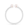 thumbnail image 2 of ANGARA Two Stone Japanese Akoya Cultured Pearl Open Stackable Ring in 14K White Gold for Women | June Birthstone, Birthday, Anniversary, Jewelry Gift for Women | Pearl Ring, 2 of 11