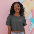 thumbnail image 4 of Dalix Smile Face Boxy Short Sleeve Tee Relaxed Summer Cotton Garment Dyed Womens in Asphalt Gray 2XL XX-Large, 4 of 5