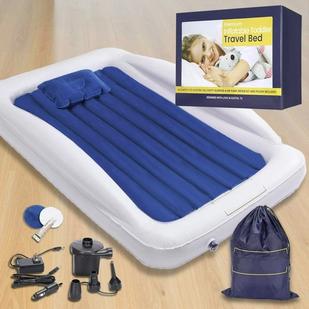 Kids Air Mattress Set) Premium Travel Air Mattress with Safety Bumpers