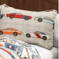 thumbnail image 2 of Red, Blue, Orange & Beige Boys Race Cars FULL / QUEEN Quilt & Shams (3 Piece Bedding Set), 2 of 2