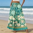thumbnail image 2 of LWavelet Women Peony Print Tiered Maxi Skirt Elastic Waist With Pockets Boho Summer Long Skirt Green XL, 2 of 6
