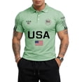 thumbnail image 4 of Polo Shirts for Men American Flag Print V Neck Short Sleeve Lapel Collar T-Shirt Fourth Of July Patriotic Star Relaxed Fit Workwear Tops, XL, #01 Light Green, 4 of 4