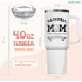 thumbnail image 2 of Baseball Mom Tumbler 40oz - Softball Coach Gift - Stainless Steel Insulated Cup with Handle & Straw - Mothers Day Birthday, 2 of 6