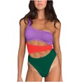 thumbnail image 1 of Conjunto de traje de baño de Bikini calado todo en uno cómodo sin espalda con empalme de Color sólido para mujer con estilo OAVQHLG3B Store  lin121212, 1 of 4