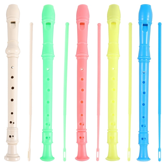 5 flautas dulces soprano de plástico de colores para niños y principiantes (colores variados)