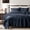 Navy Blue, variant on Beige Cross Stitch Twin Quilt Set, Neutral Striped Lightweight Soft Bedspread, Farmhouse Rustic Coverlet, All Season Thin Comforter Bedding