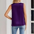 thumbnail image 3 of Dressy Blouses for Women V Neck Casual Sleeveless Tops Satin Blouse - for Dating Office Work Dark Purple XL, 3 of 6