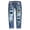 C-Dark Blue139, variant on Women's Christmas Ripped Jeans Distressed Washed Print Mid Rise Straight Leg Denim Pants For Xmas Streetwear Trendy Trousers