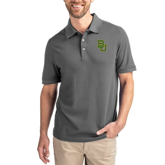 Men's Cutter & Buck Gray Baylor Bears Advantage Eco Pique Tri-Blend Polo