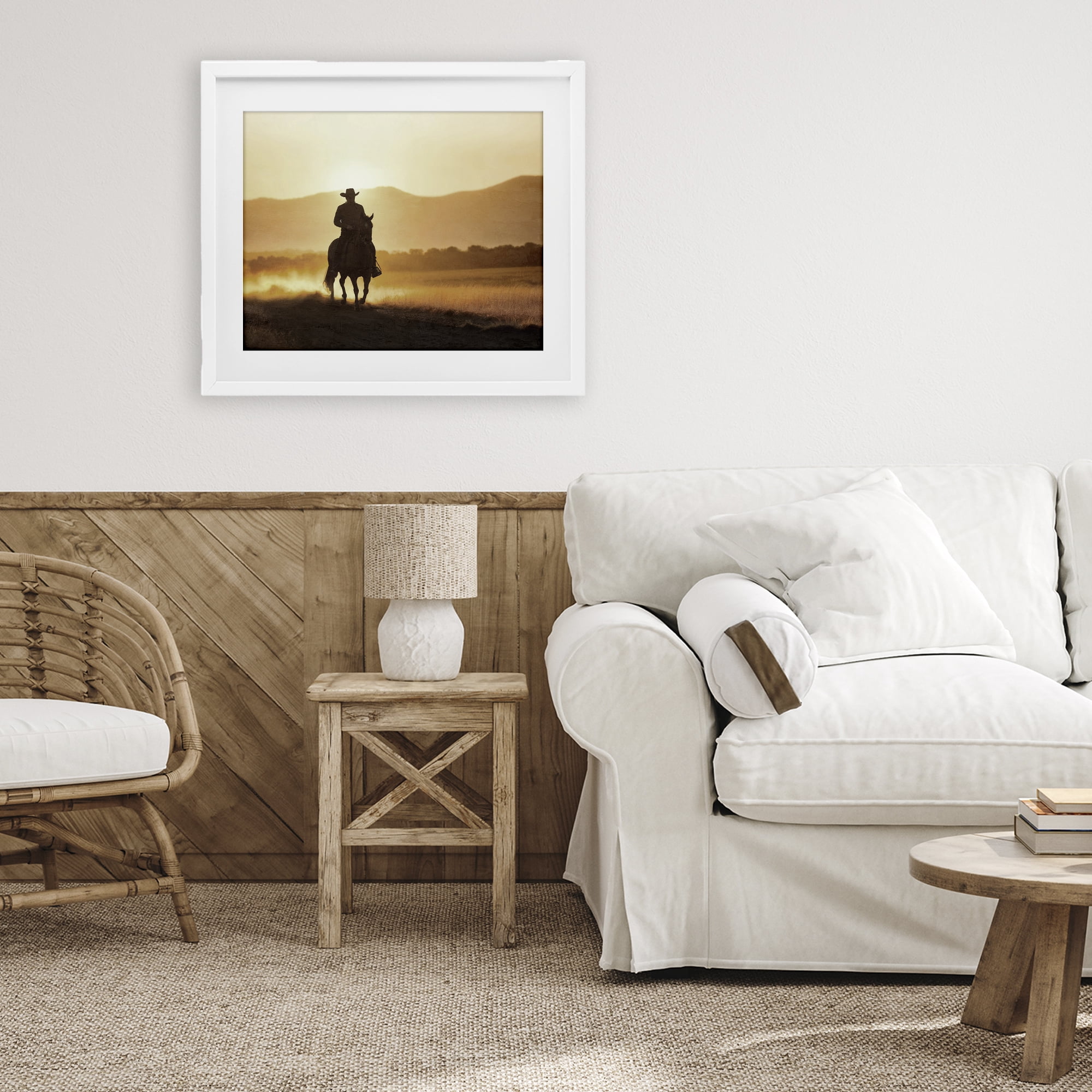 Stupell Industries Cowboy's Ride Home White Framed Print Under Glass, design by Kim Allen