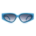 thumbnail image 3 of Womens Diva Narrow Triangular Thick Temple Plastic Fashion Sunglasses Blue Green - Smoke, 3 of 8