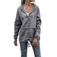 thumbnail image 1 of Imperméable Léger pour Femmes Coupe-Vent à Capuche Extérieur Pliable Randonnée Camping Tenues Dames, Gris Foncé, TG, 1 of 7